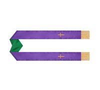 Ipetboom Étole de Mariage Brodée Double Face Croix et Pompons Châle de Prêtre Réversible Vert et Violet 135 CM Étole Liturgique pour Cérémonie Religieuse et Mariage