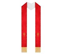 Ipetboom Étole de Prêtre à Double Face en Satin Broderie Élégante et Pompons pour Cérémonie de Mariage à L'église, Réversible et Raffinée pour Femmes
