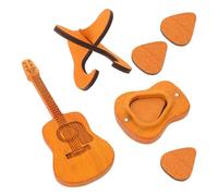 Ipetboom Étui à Médiators en Bois avec Support Stable Porte-Médiators pour Guitare Acoustique Ukulélé et Basse Électrique Lot de 3 Médiators Étui de Voyage Pratique pour Musiciens