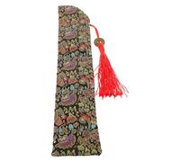 Ipetboom Étui de Voyage pour Éventail Pliant Brodé Noir avec Pompons, Housse de Protection Compacte pour Éventail Portable Chinois, Accessoire Traditionnel pour Fête, Danse et Festival,