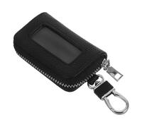 Ipetboom Étui pour Clés de Voiture avec Fermeture Éclair Métallique, Taille Standard, Cuir Synthétique Noir, Pochette Multifonction pour Télécommande et Petits Objets, Protection