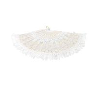 Ipetboom éventail brodé de mariée Mariages Dame Fleurs Portable rétro Amateurs de thé Fan de la mariée éventails pour Femmes Pliables éventails en Dentelle pour Le goûter Chiffon Blanche