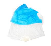 Ipetboom Éventail de Danse Du Ventre Soie avec Ossature Bambou Épais Voile Léger et Flexible pour Femmes Dégradé Blanc vers Bleu Lac Facile à Plier et Déplier