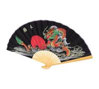 Ipetboom Éventail Mural Décoratif Chinois 05X09 M Noir Dragon Grand Éventail Pliant Suspendu pour Décoration Murale Salon Accessoire Photobooth Mariage et Célébrations