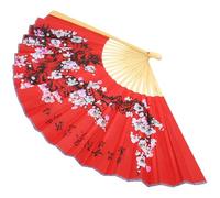 Ipetboom Éventail Mural Papier Rouge Décor Oriental Fleur de Prunier Accessoire Photo Traditionnel et Décoration Salon