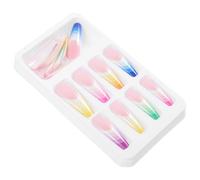 Ipetboom Faux Ongles Super Longs Arc-en-Ciel Dégradé 24 Pièces Pointe D’Ongle Style Cercueil Onglets Artificiels Colorés pour Nail Art DIY pour Fêtes et Usage Quotidien