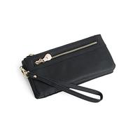 Ipetboom Femme Long PU Noir Compartiments pour Cartes et Zipper Élégant et Durable pour Usage