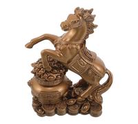 Ipetboom Figurine Cheval en Résine Grand Format 18 Cm, Sculpture Décorative Ancienne Couleur Bronze, Ornement Feng Shui Zodiac Chinois pour Décoration Intérieure Bureau et Étagère
