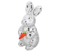 Ipetboom Figurine Lapin Disco de Pâques en Matériau Miroir, Décoration Festive 3D Boule à Facettes, Ornement Animal Réfléchi pour Table et Intérieur, Sculpture Lapin Rétro pour Fête