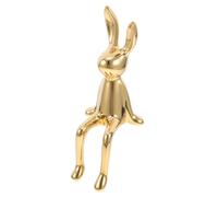 Ipetboom Figurine Lapin en Céramique Assis Doré, Décoration Intérieure Électroplaquée, Statuette Compacte pour Bureau et Maison, Ornement Décoratif de Table Élégant