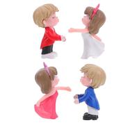 Ipetboom Figurines Couple à Embrasser 2 Paires en Plastique Décoration Gâteau pour Tableau de Bord Ornement Couple pour Mariage et Saint-Valentin Rouge/Blanc Bleu/Rose Surface Lisse et