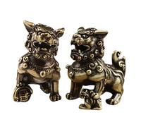 Ipetboom Figurines de Lion Laiton Vintage Sculpture Rétro Compacte Décoration Artistique de Bureau et Maison Ornement Chinois Artisanal Robuste