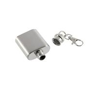 Ipetboom Flasque de Poche Acier Inoxydable avec Couvercle Plat et Porte Clés Flasque Whisky Portable Carré Antirouille Étanche pour Hommes et Femmes Randonnée Voyage Chasse