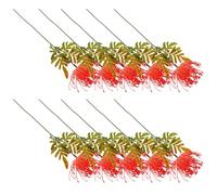 Ipetboom Fleurs Artificielles Rouges en Plastique, Lot de 10, Motif | Accessoire D’arrangement Floral, Forme Vive, pour Photo et Chambre, Feuilles Teinte Variable