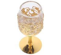 Ipetboom Gobelet à Liqueur Rétro en Métal Doré Gravé, Verre à Spiritueux Classique 150ml, Coupe à Vin Pratique pour Alcools et Boissons, pour Fêtes et Dégustations à Domicile
