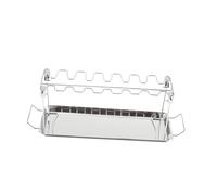 Ipetboom Grille à Rôtir Poulet en Acier Inoxydable 14 Fentes Support à Pilons Et Ailes avec Bac Récupérateur Cuisson Four Barbecue Polyvalent