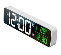 Ipetboom Horloge Numérique à LED Grand Écran Blanche 40 Mélodies Réveil Musical Affichage Température Calendrier Murale Chevet pour Bureau Salon