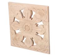 Ipetboom Incrustation Décorative en Bois Brut 15 X 15 CM - Applique Ornementale Sculptée Européenne Non Peinte pour Meubles - Moulure de Fleur Naturelle pour Décoration Intérieure
