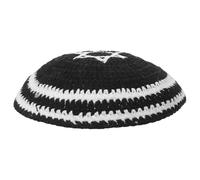 Ipetboom Kippa Juive Traditionnelle pour Hommes Brodée Étoile de David, Calotte Artisanale Noire et Blanche, Bonnet de Prière Respirant Léger pour Cérémonies Religieuses et Pèlerinage