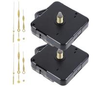 Ipetboom Kit de 2 Mécanismes D'horloge Silencieux Diy, Mouvement Quartz Plastique Aiguilles Dorées, 18 Mm, Filetage 8 Mm, Réparation et Remplacement pour Horloges Murales