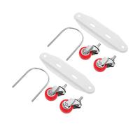 Ipetboom Kit de 2 Roues Pivotantes Rouges en Caoutchouc 2 Supports Blancs et 2 Crochets en U pour Radiateur Électrique Bain D’Huile, roulettes de Remplacement Silencieuses et Stables,