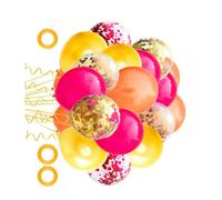 Ipetboom Kit de 63 Ballons en Latex avec Paillettes Colorées Rouge Orange et Or 60 Ballons de Fête 3 Rubans Décorations Suspendues pour Anniversaires Fêtes et Événements Festifs