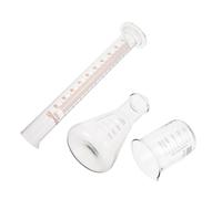 Ipetboom Kit D'expérimentation Scientifique Verre 250 Ml Comprenant Bécher Gradué, Erlenmeyer Conique 250 Ml et Cylindre Gradué 100 Ml, Outil de Mesure Précis pour Laboratoire et Usage