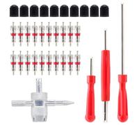 Ipetboom Kit d'Installation 34 Pièces pour Valves de Pneus Extracteur Double et Simple Tête Outil de Réparation de Noyaux de Pneus en Acier Accessoires pour Voiture Moto et Vélo