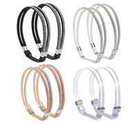 Ipetboom Lacets Élastiques pour Talons Hauts avec Décor de Cristaux 4 Paires - Lacets Ajustables Anti-Glissement pour Sandales et Escarpins - Cordons Décoratifs Transparents Noirs Blancs