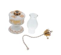 Ipetboom Lampe à Pétrole Vintage en Céramique Petite Lampe Tempête Verre Et Céramique Décoration Intérieure Et Extérieure Camping Occasions Festives 1 Pièce