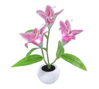 Ipetboom Lampe de Table Décorative LED 3 Têtes Fleurs de Lys en Plastique Veilleuse Créative pour Chambre à Coucher Lampe de Chevet Compacte pour Ambiance Chaleureuse et Romantique