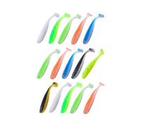 Ipetboom Leurres de Pêche en T 8cm 3,4g Résistants à Déchirure Forme Poisson Queue en Silicone Lot de 15 Couleur Aléatoire pour Passionnés de Pêche en Eau Douce
