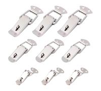 Ipetboom Loquets à Ressort en Fer Nickelé 9 Pièces - Taille Petite Moyenne et Grosse - Moraillons à Bascule pour Portes Armoires et Boîtes - Accessoires de Quincaillerie Sécurisés et