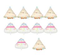 Ipetboom Lot de 10 Ballons en Aluminium pour Fête D’Anniversaire Garçon et Filles - 5 Ballons Gâteau Trois Étages Chapeau D’Anniversaire - Décoration Festive Garçon Fille Anniversaire et