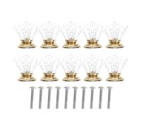 Ipetboom Lot de 10 Boutons de Meuble en Cristal Acrylique Doré, Poignées de Tiroir à Trou Unique, Style Milieu du Siècle, Décorations Élégantes pour Commode, la Cuisine et Salle de Bain