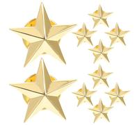 Ipetboom Lot de 10 Épinglettes Insignes Étoiles à 5 Branches en Alliage Doré pour Vêtements, Accessoires du Jour du Souvenir, Décoration Festive pour Chapeaux, Vestes et Paquet