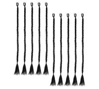 Ipetboom Lot de 10 Extensions à Clips pour Tresses Synthétiques Queue de Cheval Tressée Noire Naturelle Postiche Tressé Léger et Respirant Coiffure pour Fêtes et Usage Quotidien