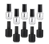 Ipetboom Lot de 10 Flacons Vides en Verre 15 Ml, Transparent et Noir Mat, Étanches, Légers et Portables, pour Salon de Manucure et Voyages, Accessoires de Beauté des Ongles