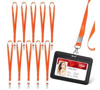 Ipetboom Lot de 10 Lanières en Polyester Épaisses 15 CM Orange Cordons Plats pour Porte-Badge Porte-Clés avec Mousqueton Métallique Lanières pour Téléphone et Cartes D’Identité Usage