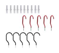 Ipetboom Lot de 10 set de sets de Crochets de Rangement Mural et Plafond pour Vélos et Outils Acier Antirouille Revêtement Plastique 5 Orange Brillant 5 Noir Brillant Support Garage et