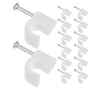 Ipetboom Lot de 100 Clips Muraux Ronds 6 Mm en Acier pour Fixation Câble Électrique, Agrafes Isolées Polyvalentes, Clips Câbles Blancs pour Bois, Ciment et Plaques de Plâtre, Gestion