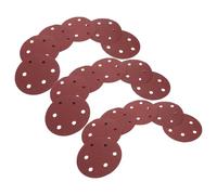 Ipetboom Lot de 100 set de Disques de Ponçage Floqués Auto-Adhésifs 5 Pouces 6 Trous Grain 80 pour Ponceuse Pneumatique Plateaux de Ponçage Ronds Polyvalents pour Polissage et Ébavurage