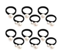 Ipetboom Lot de 12 Élastiques à Cheveux Perlés Extensibles pour Femmes, 6 Grosses Perles 6 Petites Perles, Accessoires de Coiffure Décoratifs pour Usage Quotidien et Coiffures
