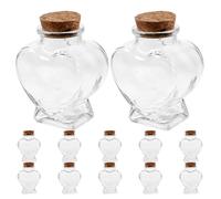 Ipetboom Lot de 12 Mini Bouteilles Vides en Verre de Cœur avec Bouchon en Liège, Transparentes, 15 ML, Décoratives pour Loisirs Créatifs et Présents Sentimentaux, Bocaux à Souvenirs pour
