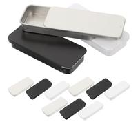Ipetboom Lot de 12 Petites Boîtes en Métal Couvercle Coulissant Boîtes de Rangement Artisanales 80X34X12Mm Assortiment 4 Argenté Mat 4 Noir Mat 4 Blanc Brillant Organisateur Portable