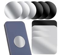 Ipetboom Lot de 12 Plaques Métalliques Adhésives pour Téléphone Portable Acier Inoxydable 6 Rondes 6 Rectangulaires Compatibles Supports Magnétiques Voiture Accessoires Universels