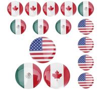 Ipetboom Lot de 15 Épingles Drapeaux Américain, Canadien et Mexicain en Fer, Badge Rond de Collection, Accessoire Patriotique Léger pour Vêtements et Paquet, Souvenir de Voyage et