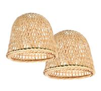 Ipetboom Lot de 2 Abat-Jour en Bambou Tressé Ronds 5 CM Suspendre Lampe de Maison et Plafonnier Style Rustique Naturel Adaptés Salon Bureau et Décoration Intérieure