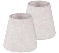 Ipetboom Lot de 2 Abat-jours en Tissu de Lin Beige, Accessoires pour Lampe de Table et Lampadaire, Abat-jour de Rechange pour Bureau et Salon, Design Classique Compatible Diverses Lampes