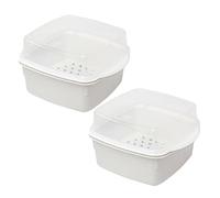 Ipetboom Lot de 2 Bols Vapeur pour Micro-Ondes 165 X 12 X 10 CM en Plastique Couvercle Transparent Récipient Anti-Fuite et Empilable pour Cuisson Rapide Légumes Pâtes et Riz Cuisson